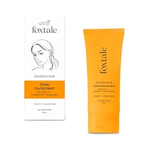 Foxtale SPF 50 Vitamin C Glow Sunscreen with PA++++ & Niacinamide | Lightweight | Fast Absorbing | UVA and UVB Filters | Prevents Tanning | No White Cast | Non-Greasy | For Men & Women | All Skin Types | 50 Ml